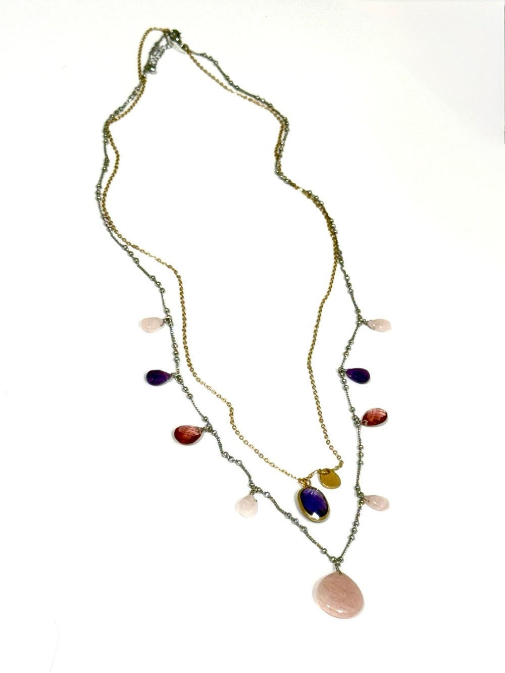 J. Jill Pink & Purple Two-Tone Long Layered Necklace New
